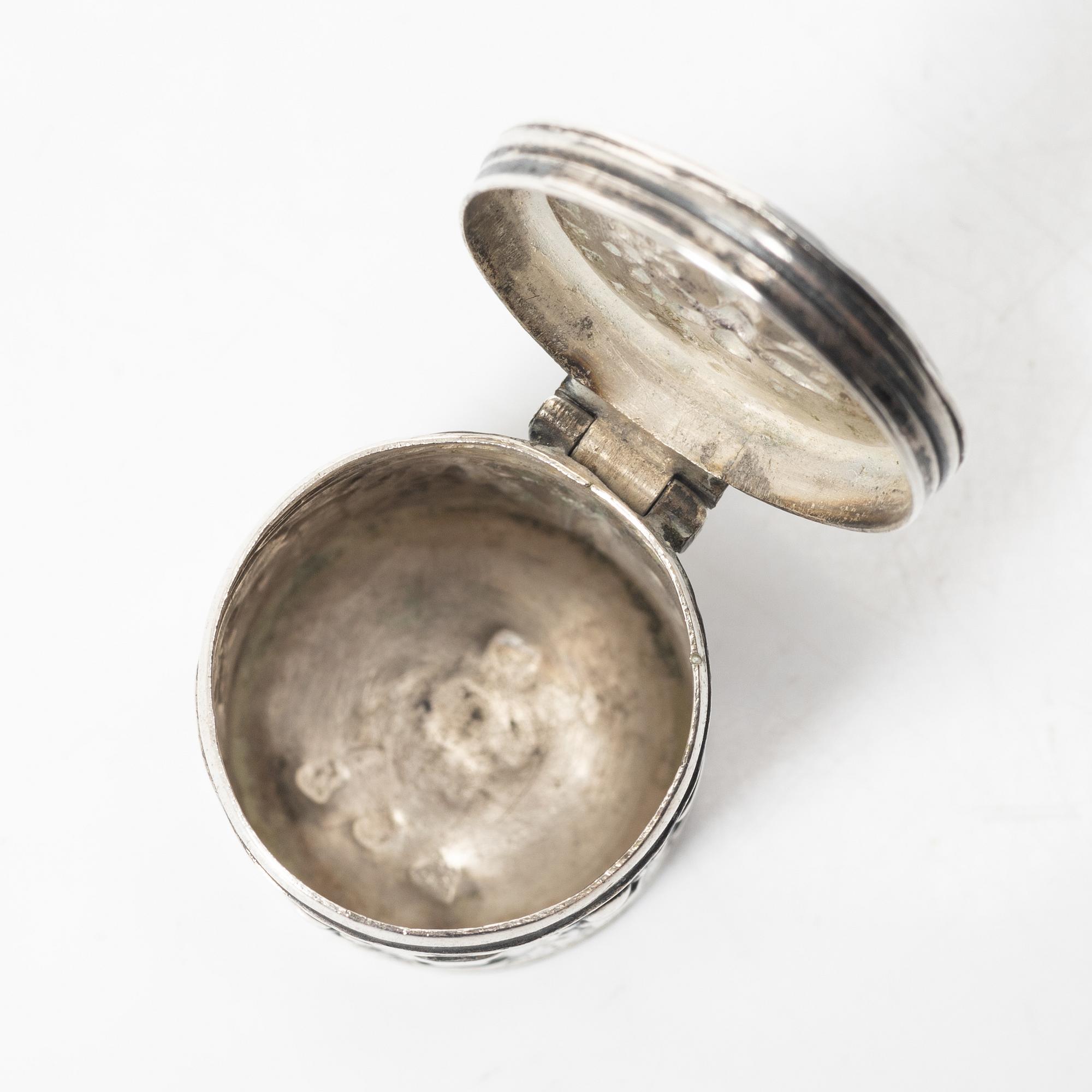 A German silver engagement box, mark of Elias Rütterswürden, Elberfeld, late 18th Century.