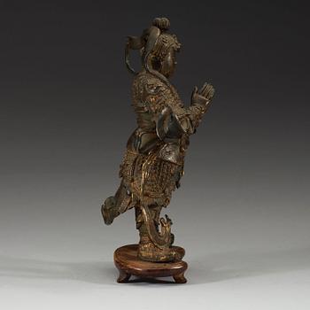 A gilt bronze figure of a Lokapala, Ming dynasty (1368-1644).