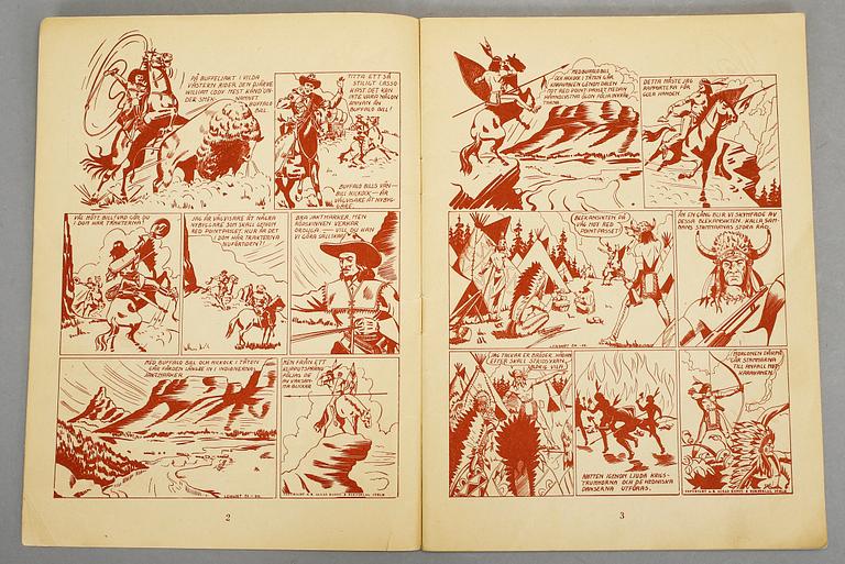 SERIETIDNINGAR, 2 st. Tom Mix, nr 1 1953 och Algas Serietidning Buffalo Bill nr 1 1947.