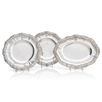 285. Maison Odiot, 3 fat, silver, Paris, Frankrike, andra hälften 1800-talet.