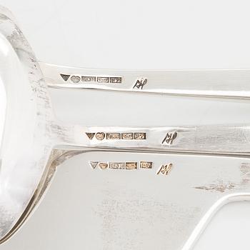 Mauno Honkanen, serveringsbestick 3 dlr, silver, Tillander, Helsingfors 1957. I originaletui,
