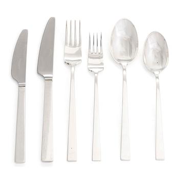 Bertel Gardberg, a 42-piece set of "Birgitta" silver cutlery, marked BG, Hopeatehdas oy, Helsinki 1962.