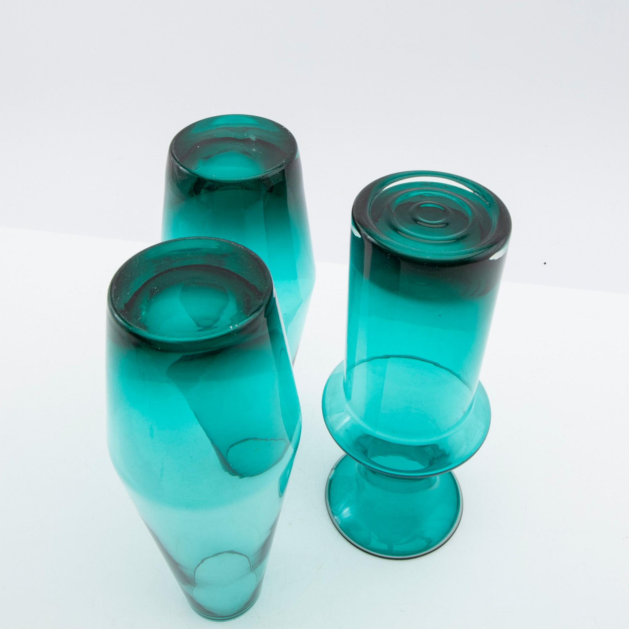 Tamara Aladin, Vases, 4 pcs, glass, Riihimäen Lasi, Finland, 1960s/70s.