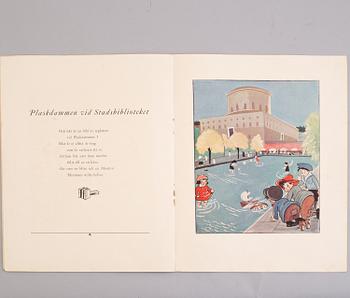 BARNBOK, "Lars och Lisa i Stockholm" med text av Nils Ferlin, färgteckningar av Gösta Bjelkebo, 1937.