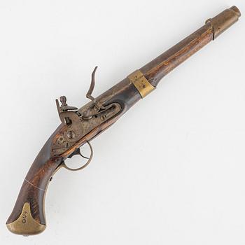 Flintlåspistol, svensk, m/1807, flankör.