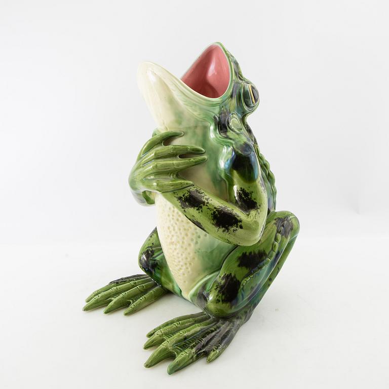 Floor vase in the form of a frog, 20th century, glazed ceramic.