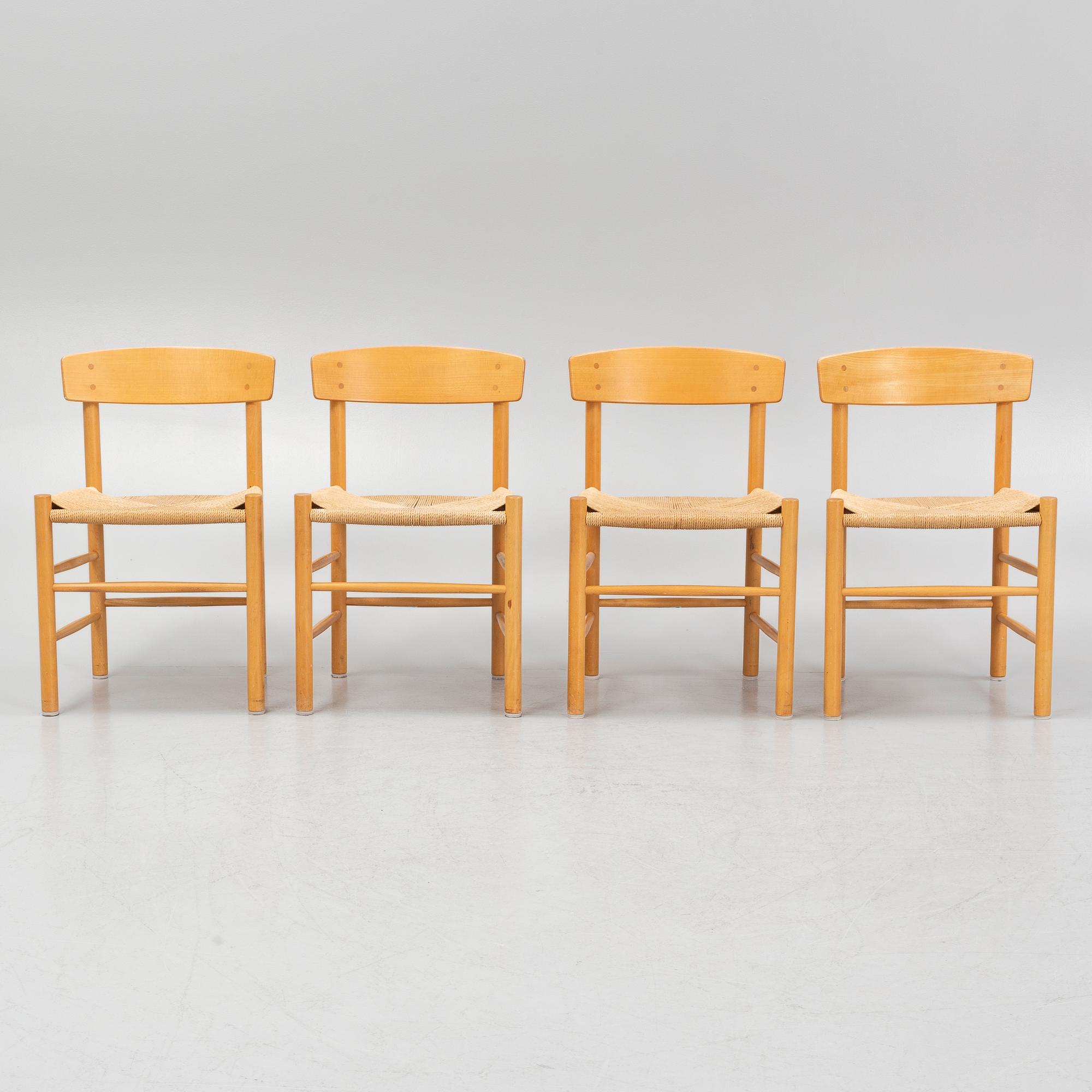 Børge Mogensen, stolar 4 st, modell "J39", FDB  Møbler, Danmark, 1900-talets andra hälft.
