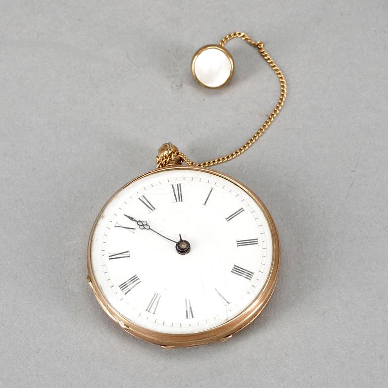 FICKUR i ASK, 14K guld, Culindre, sent 1800-tal/tidigt 1900-tal.
