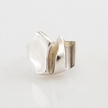 Björn Weckström, earrings a pair "Muletta" and ring "Pandora" 1985 silver, Lapponia.