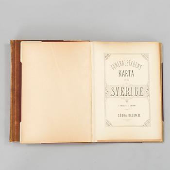 GENERALSTABEN. 2 vol, Generalstabens Karta öfver Sverige. Södra delen 1-2, Karta 1-120. Utan tryckår, sent 1800-tal.