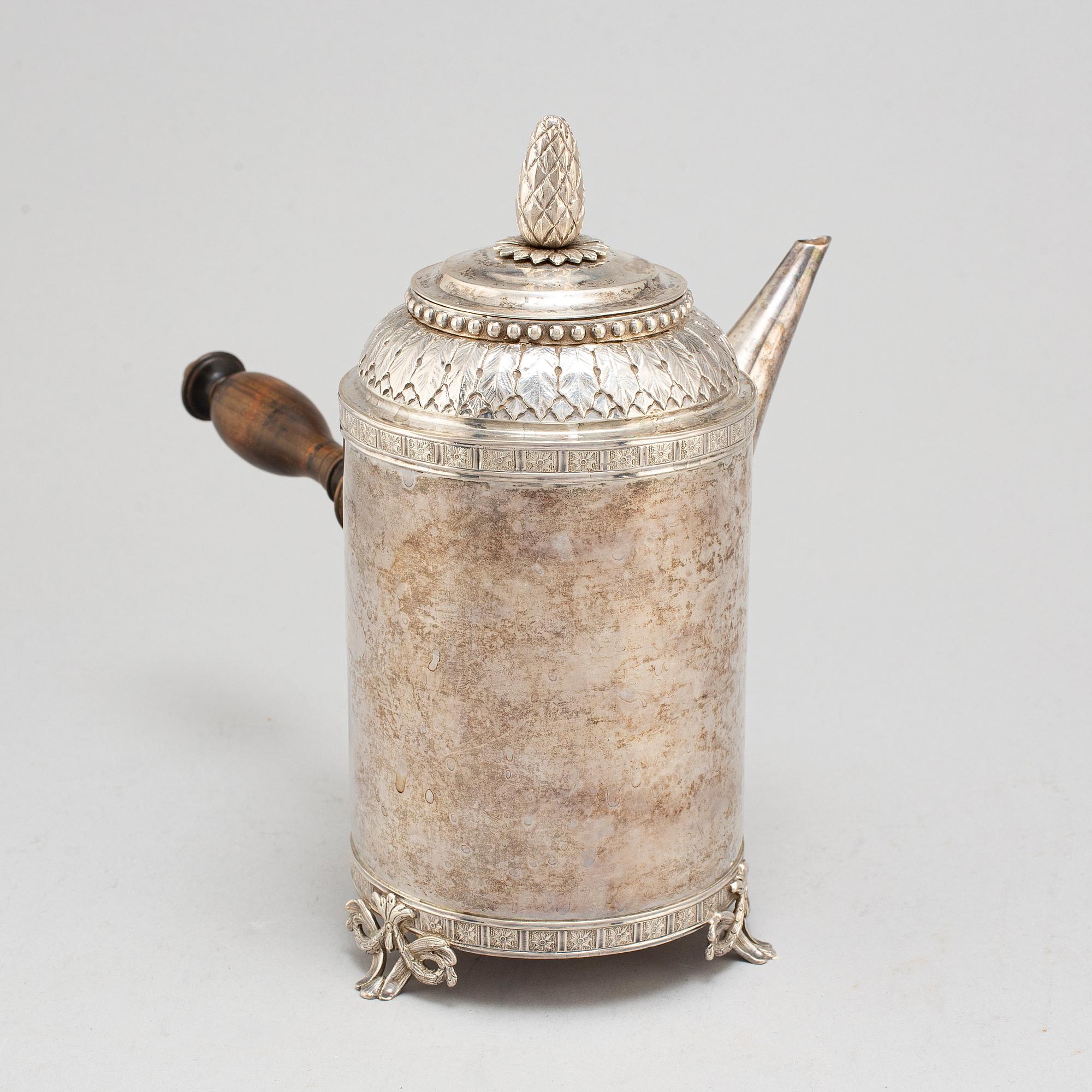 A Swedish 18th century silver coffee-pot, mark of Anders Hjulström, Köping 1792.