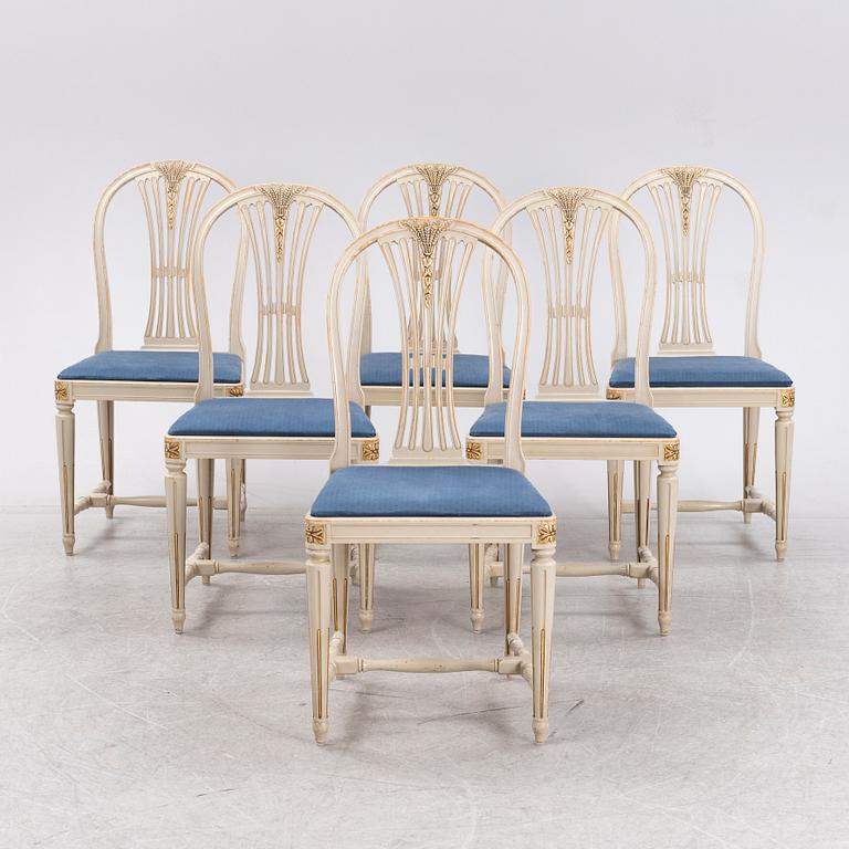 Six gustavian style 'Axet' chairs, Bodafors, Sweden, second half of the 20th century.