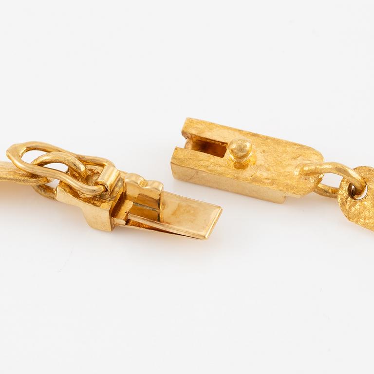 Björn Weckström, necklace 18K gold, with tourmaline sticks "The Flowering Wall", Lapponia 1974.