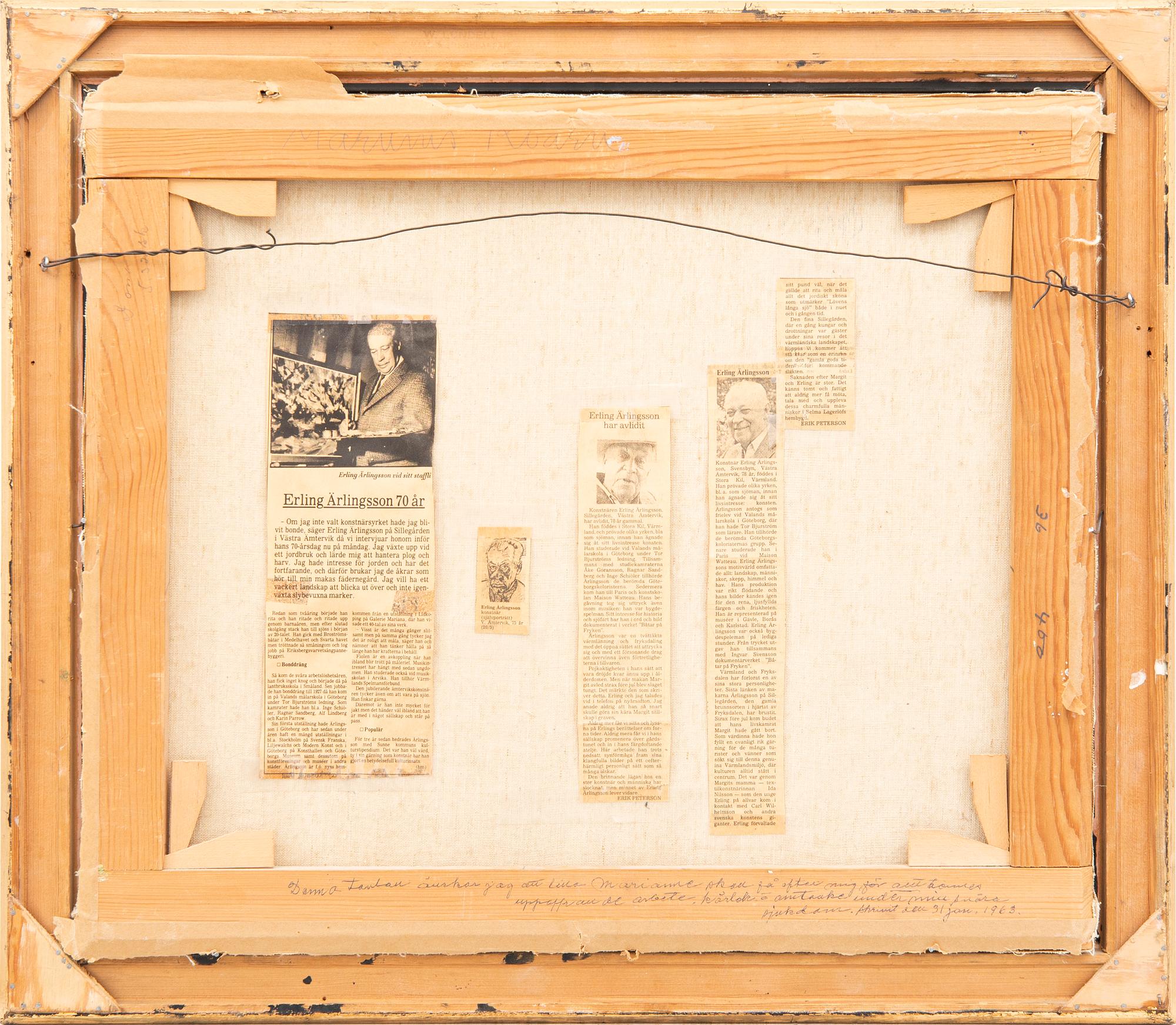 Erling Ärlingsson, oil on canvas signed EÄ, date in the frame 1963.
