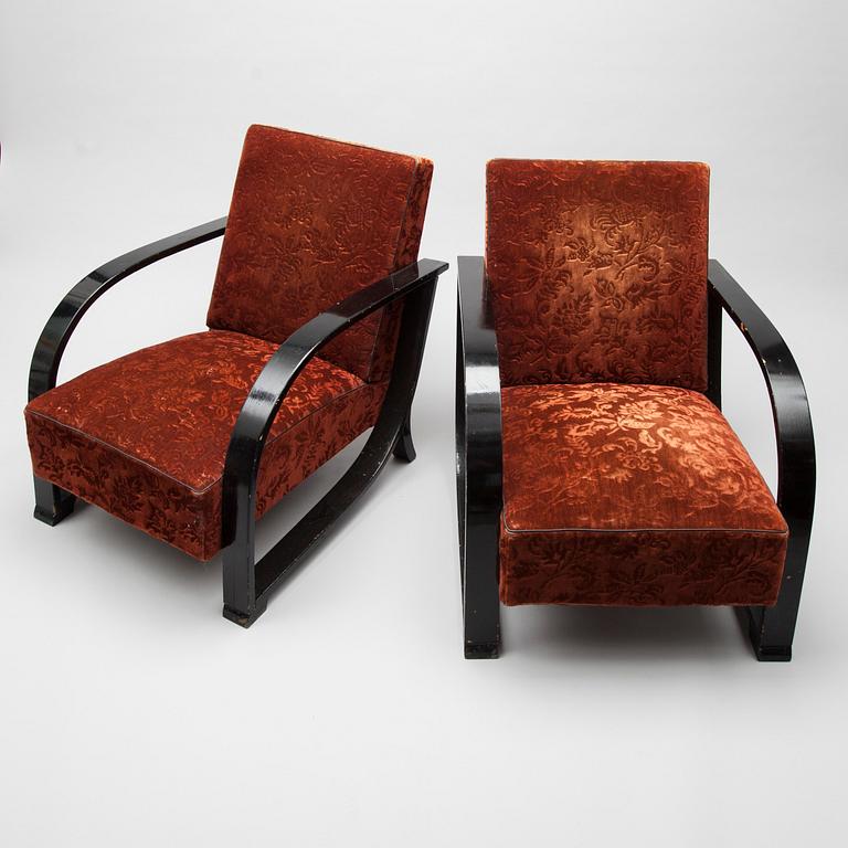 FÅTÖLJER, ett par, art deco, 1930-tal.