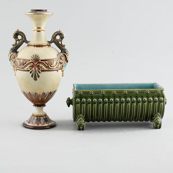 A vase and a flower pot from aorund year 1900.
