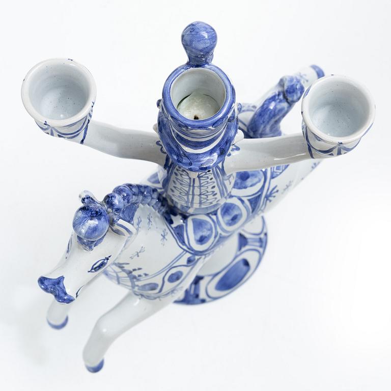 Björn Wiinblad, a pair of earthenware candelabras, Denmark, 1997.