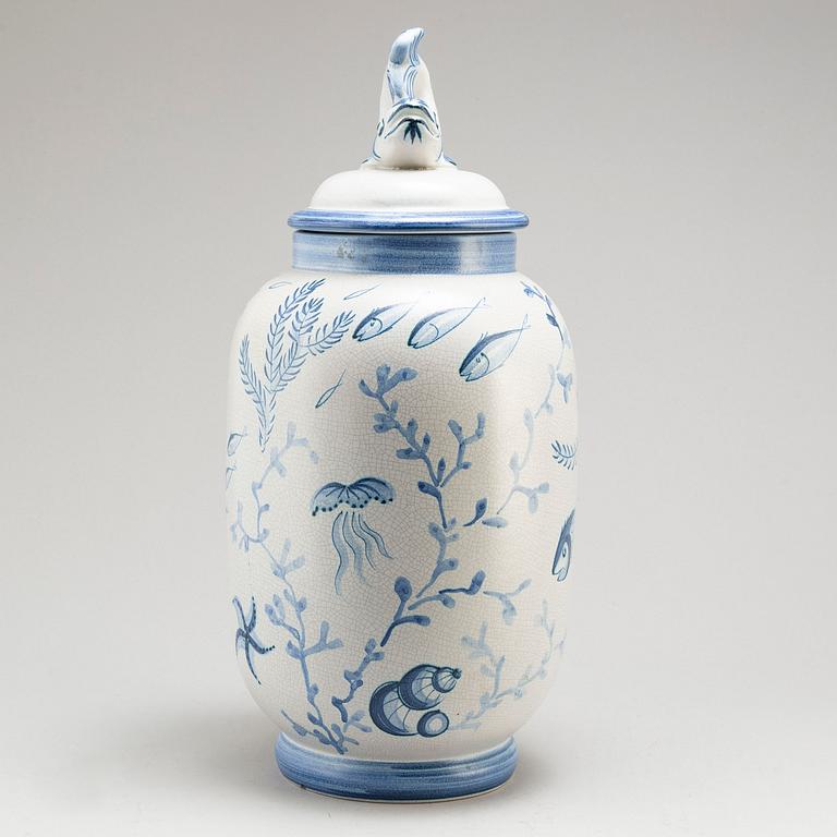 An faience urn by Eva Jancke Björk, Bo Fajans, Sweden 1943-53.