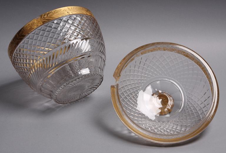 BÅLSKÅL MED LOCK, glas, 1800-tal.