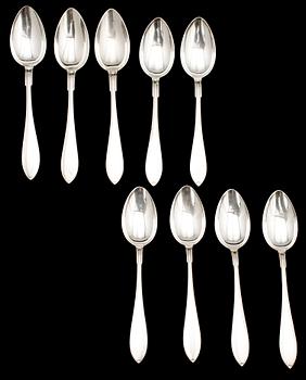 MATSKEDAR, 9 st, snarlika, silver, GAB, Stockholm bla 1918. Tot vikt 498 g.