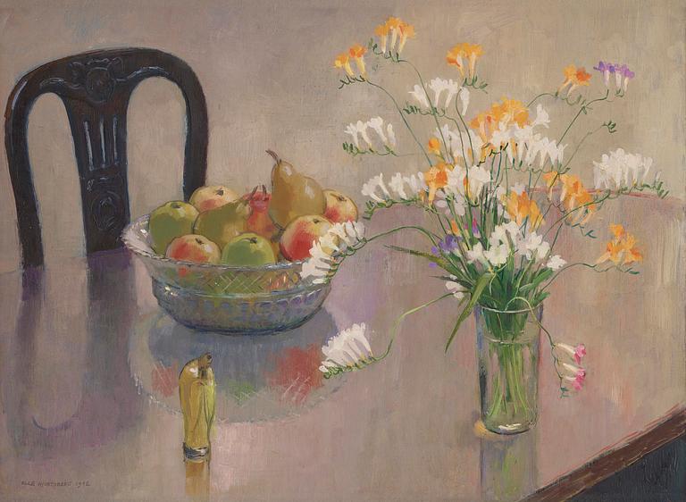 Olle Hjortzberg, Still life with flowers and fruits.