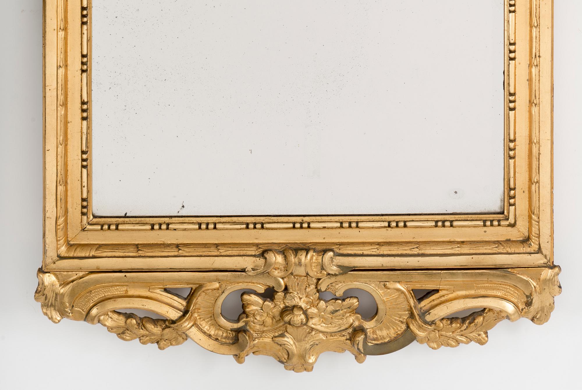 A Swedish Rococo 18th century mirror by Nils Meunier (master in Stockholm 1754-1797).