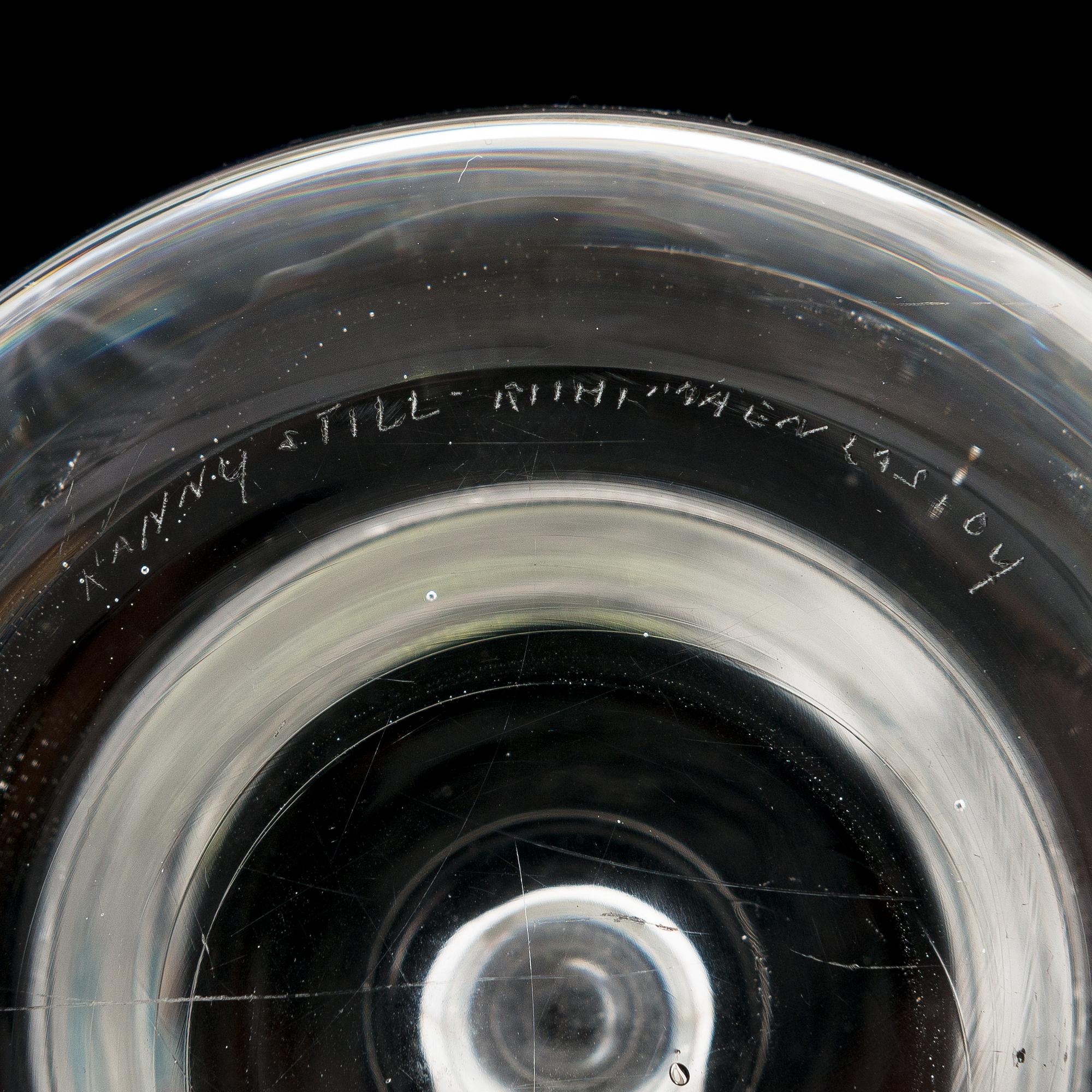 Nanny Still, an art glass signed Nanny Still Riihimäen Lasi OY.