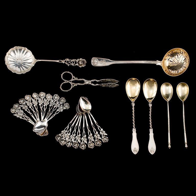 PARTI SILVER, 25 st, 1800/1900-tal. Vikt 430 g.