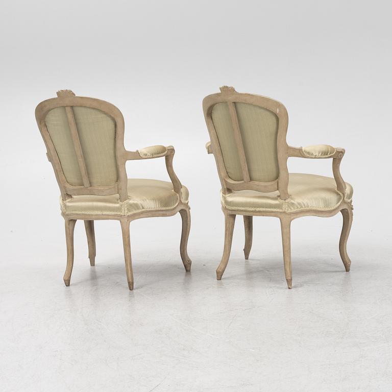 A pair of French Louis XV-style chairs, 19th Century.