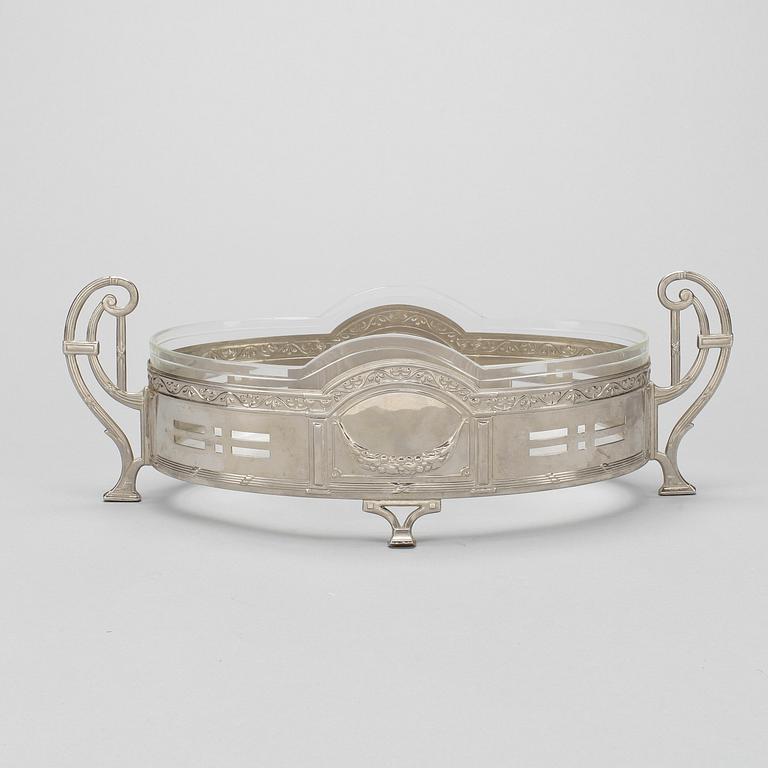 JARDINÄR, nysilver och glas, 1900-tal.