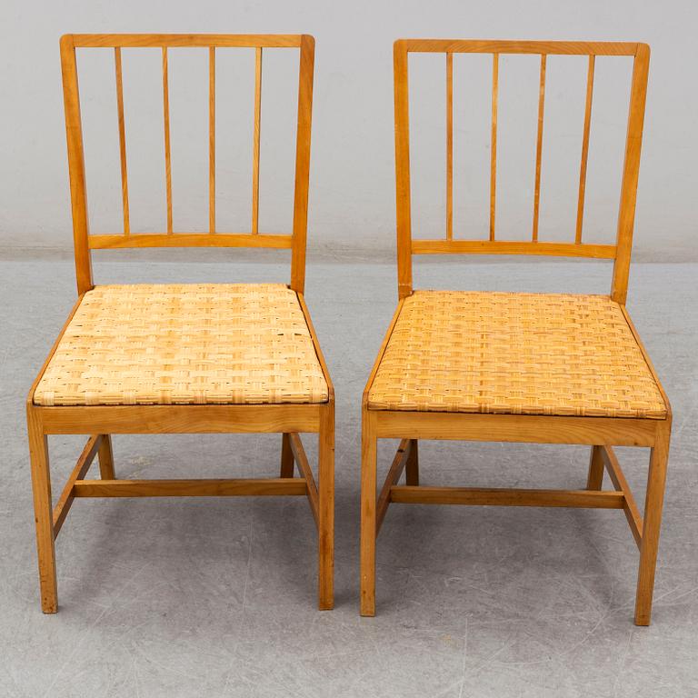 JOSEF FRANK, a set of six elm and rattan dining chairs, model 800.