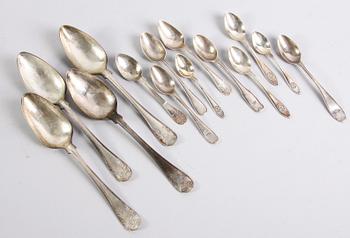 PARTI SILVER, 14 delar. Bla 1800-tal.