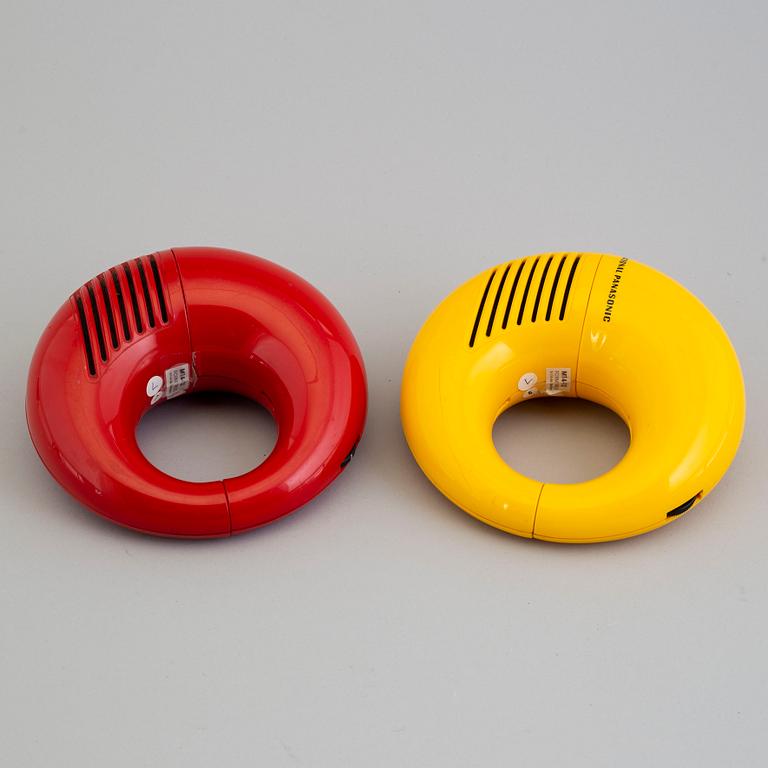 Two 'Toot-a-loop" plastic radios, Panasonic, 1970's.