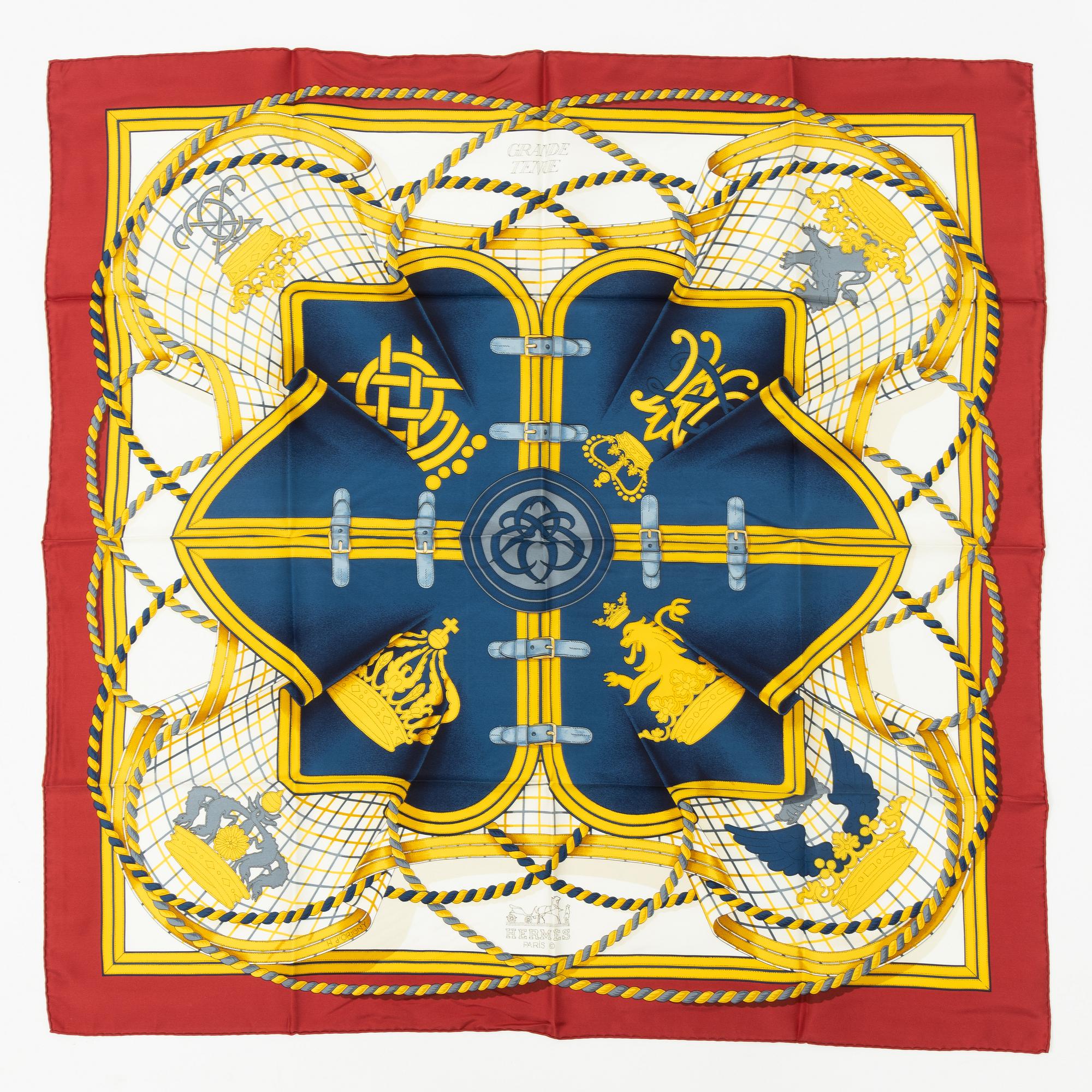 Hermès, a 'Grand Tenue' silk scarf.
