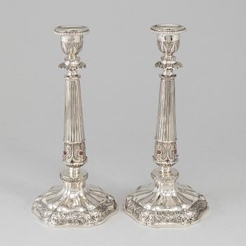 A pair of Danish 19th century silver candlesticks, mark of Carl Josef Delcomin, Copenhagen 1842.