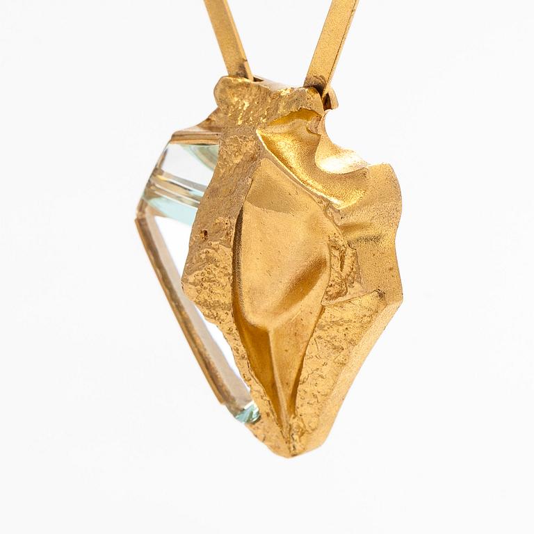 Björn Weckström, necklace, "Nerthus", faceted aquamarine, 18K gold.