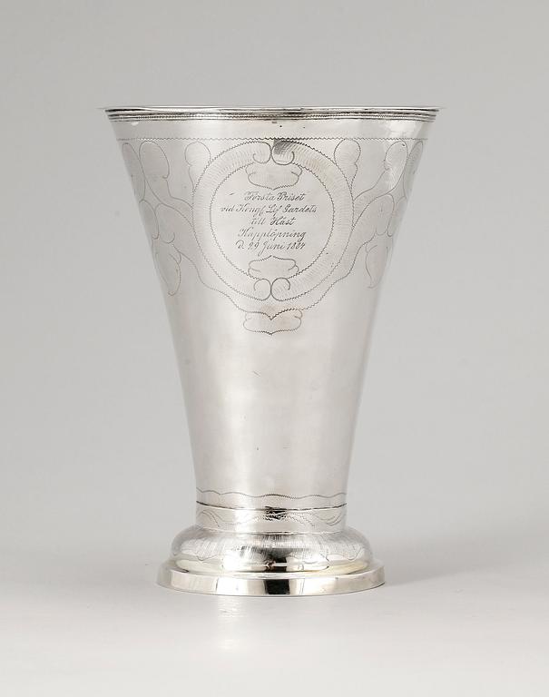 BÄGARE, silver, Johan Adolf Seseman, Arboga, 1817. Ca 370 g.