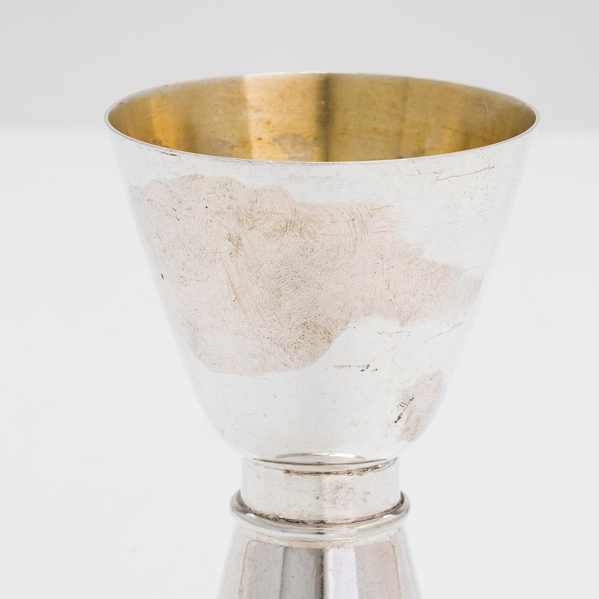 Tapio Wirkkala, pikareita, 6 kpl, hopeaa, TW 329, Kultakeskus, Hämeenlinna 1960-70-luku.