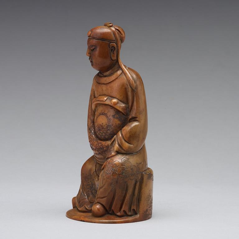 FIGURIN, soapstone. Sen Qingdynasti.