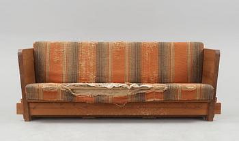 Axel Einar Hjorth, a 'Lovö' stained pine sofa, Nordiska Kompaniet, Sweden 1930's.
