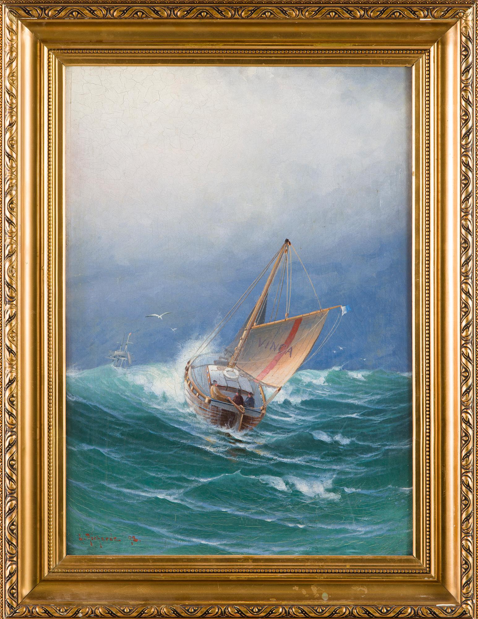 Ludvig Richarde, Ships in a Stormy Sea.