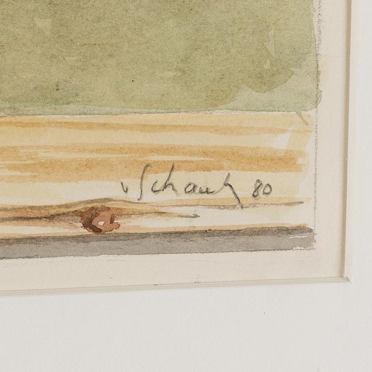 Philip von Schantz, watercolour on paper, signed with pencil and dated -80.