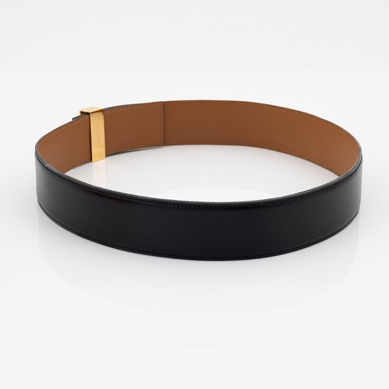 Hermès, a 'Collier de Chien' black leather belt, 1991. Size 75.