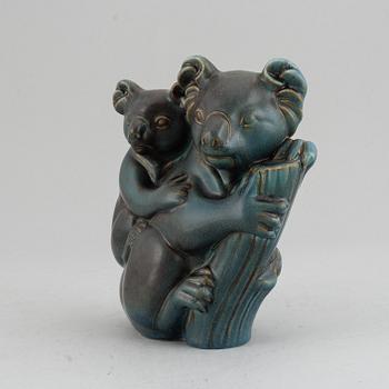 GUNNAR NYLUND, a stoneware sculpture of a koala with child, Rörstrand, Sweden mid 20th century.