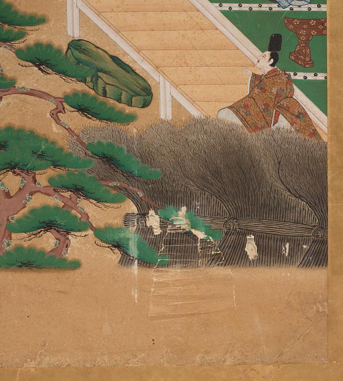 A Japanese six fold screen, Edo period (1603-1868).