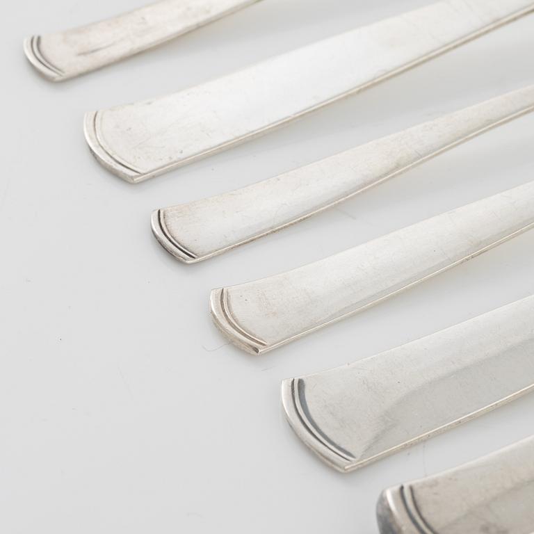 Jacob Ängman, 42 pieces of silver cutlery, 'Rosenholm', GAB, Stockholm/Eskilstuna, 1956-69.