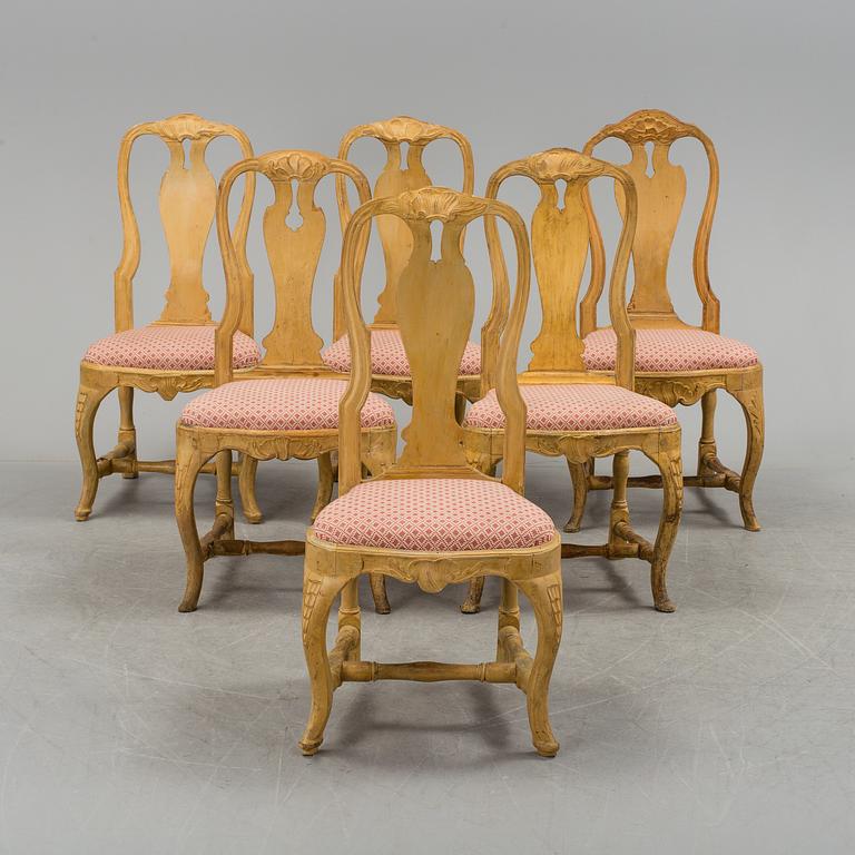 6 rococo chairs from the 18th century.