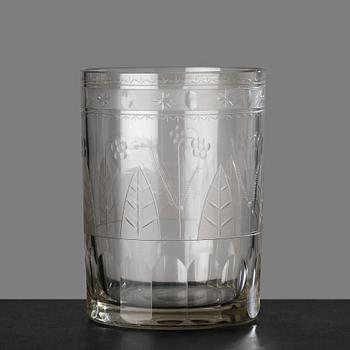 58. A set of 12 engraved glasses, 19th Century.