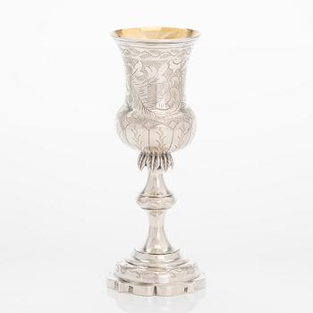 A Lithuanian silver chalice, maker's mark of Sh. Krumgal, Vilnius 1877.