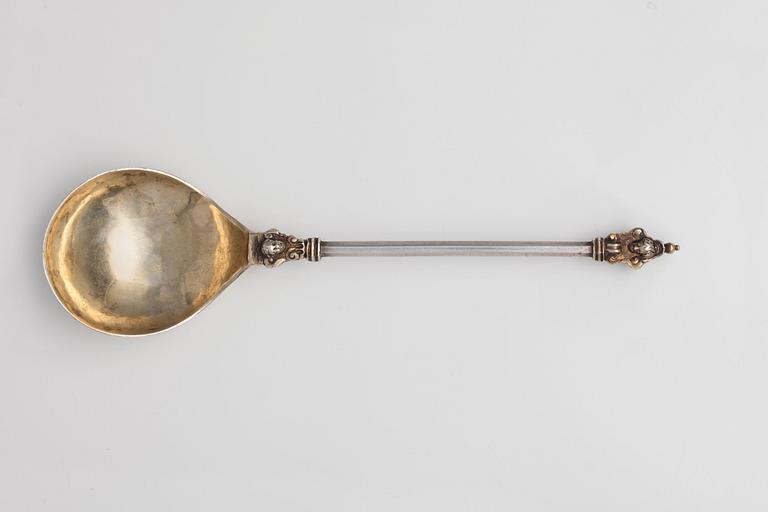 A VODKA SPOON, silver, from the Baltics turn of century 16/1700. Length 21 cm. Weight 75 g.